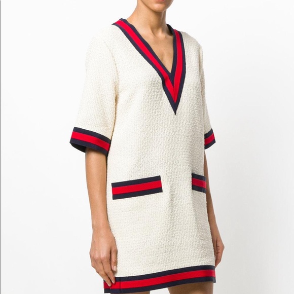 Gucci Web Ivory Light Tweed Gardenia Casual Dress - Picture 3 of 13